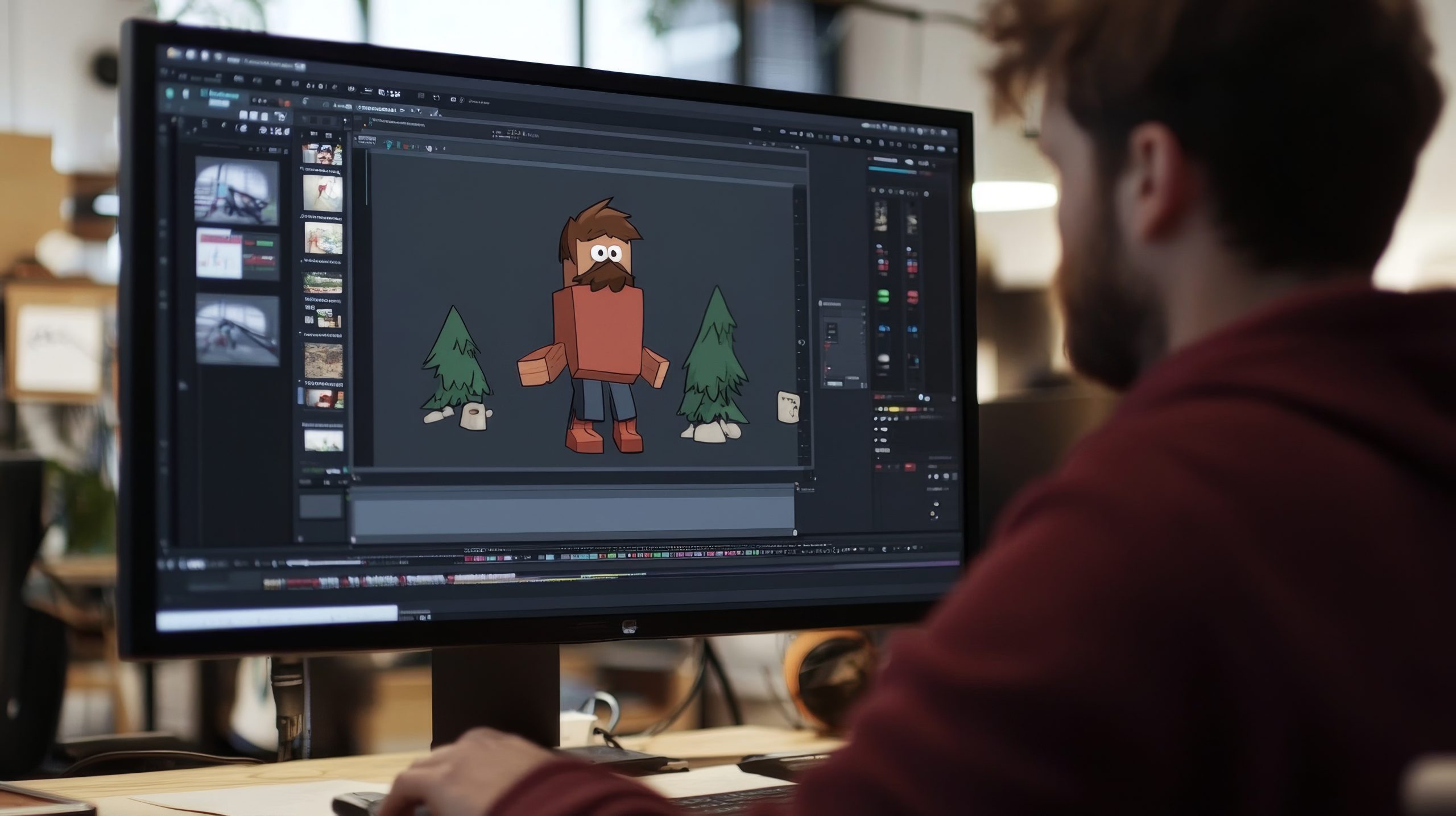 Animator refining character movements in a 2D animation software